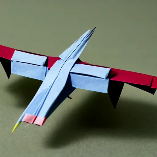 Image similar to x - wing in origami!!, ( colorful ) macro photo 5 d mk 2, bokeh