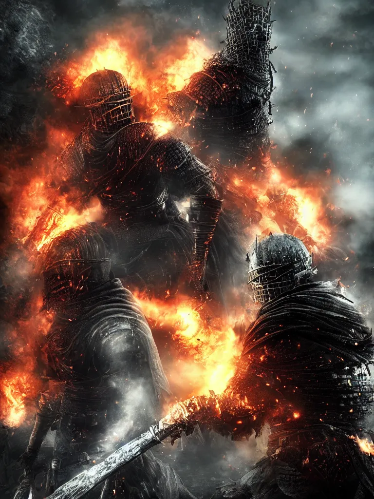 Image similar to dark souls 3 in battlefield 3 poster style