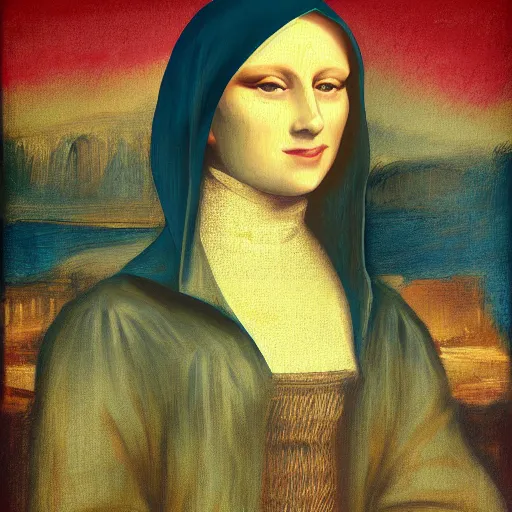 Prompt: the mona liza painted by psychopath