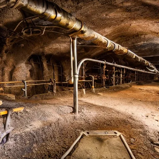 Image similar to underground mine with rusty pipes