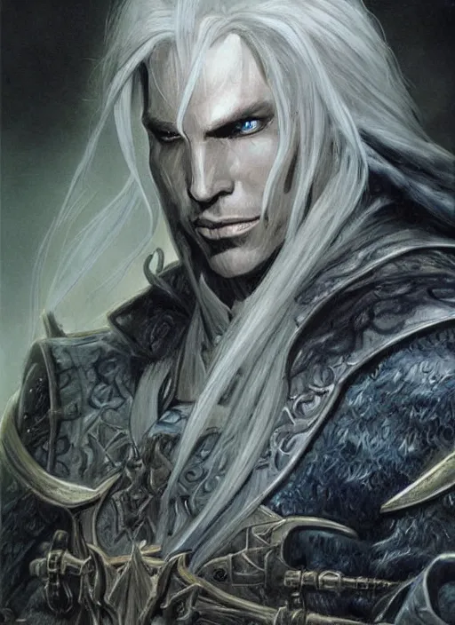Image similar to portrait of drizzt do'urden, fantasy concept art, very detailed