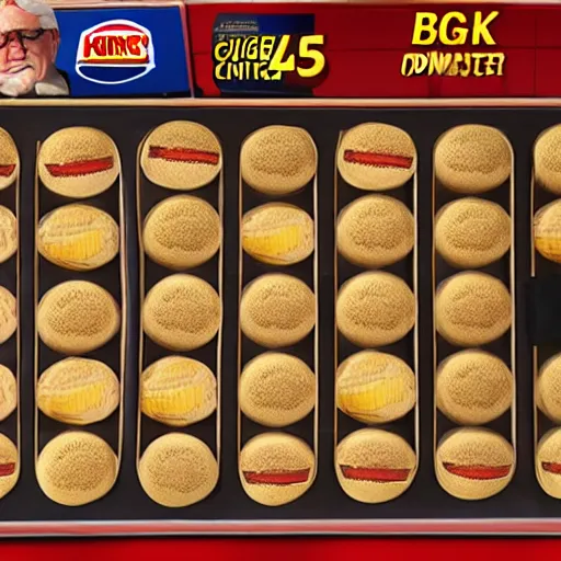 Prompt: Burger King defeats Colonel Sanders honorable combat connect 4 archival footage screenshot 8K