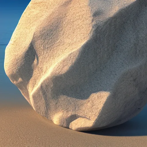 Image similar to a beautiful rock on the beach, octane render, raytracing, detailed, 8 k