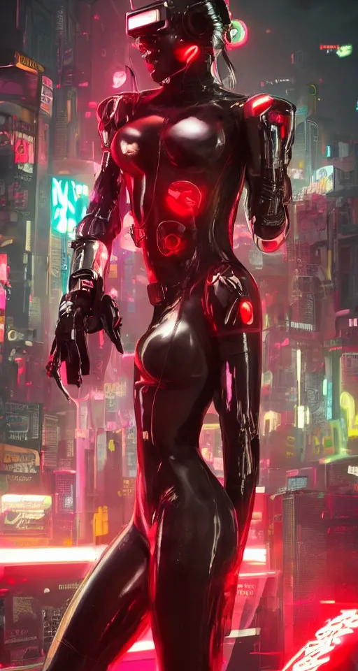 Prompt: An epic comic hyperrealistic full body shot portrait illustration of a cyber warrrior girl wearing futuristic wardrobe, black and reddis, ultradetailed face expression trending on artstation and artbreeder, cyberpunk 2077 color, heavy rainning at tokyo night, neon light rooftop, unreal 5, DAZ, 8k, unreal 5 engine render, cosplay, RPG portrait, final fantasy Vll world concept, dramatic lighting, rim lights, PS5 render quality