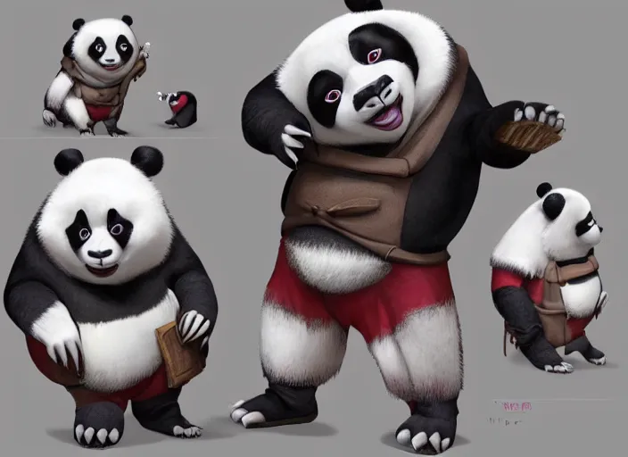 Image similar to award - winning detailed concept art of a strange iconic anthropomorphic panda character wearing clown makeup. art by wlop on bcy. net, realistic. detailed feathers, art by cheng yi. artstationhd, artgerm, 3 dcg, pixar zootopia. 3 d rendering, high quality model sheet, disney. model sheet detailed