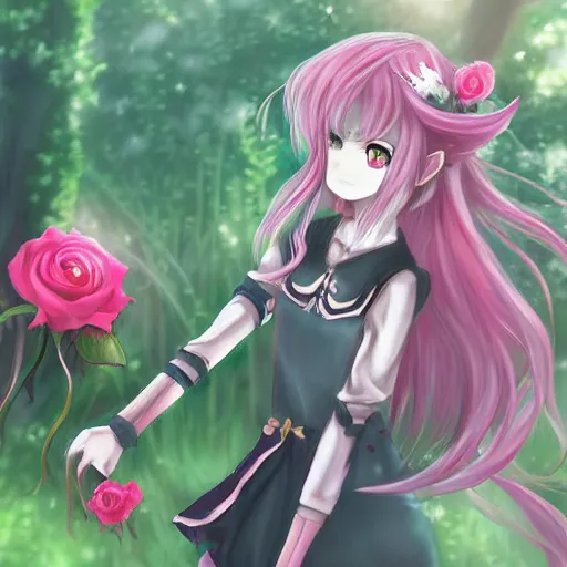 Prompt: Rose Garden by Chiiteru anime girl Manga Art, Manga Anime, Anime Art, Zelda Twilight Princess, Belated Birthday, Vocaloid, Neko, Cute Pictures, Design Art