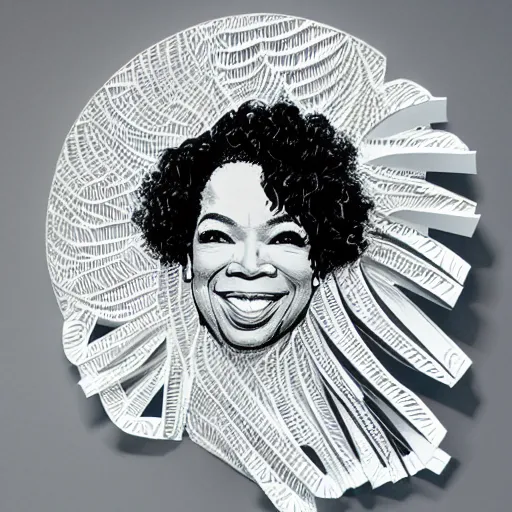 Image similar to a cut paper sculpture of oprah