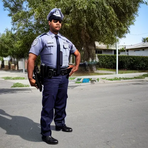 Image similar to a pig cop on patrol in compton