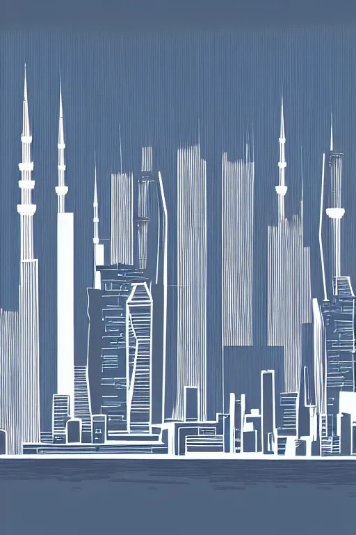 Prompt: minimalist skyline of istanbul, illustration, cyberpunk style