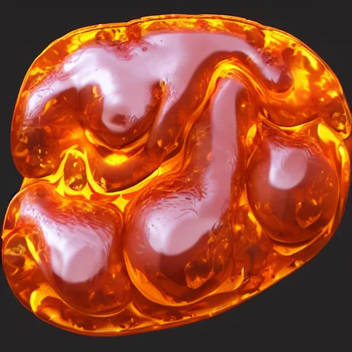 Prompt: living blob made out of amber, hd