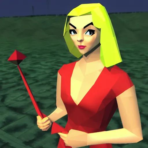 Prompt: low - poly sabrina spellman in a nintendo 6 4 game