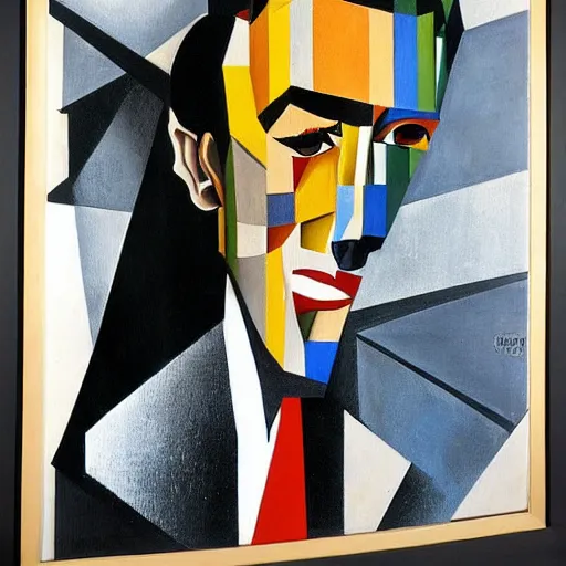 Prompt: young jack nicholson painted in cubist style by salvador dali