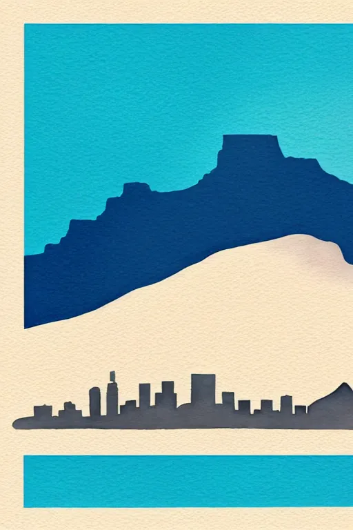 Image similar to minimalist watercolor art of cape town, illustration, vector art