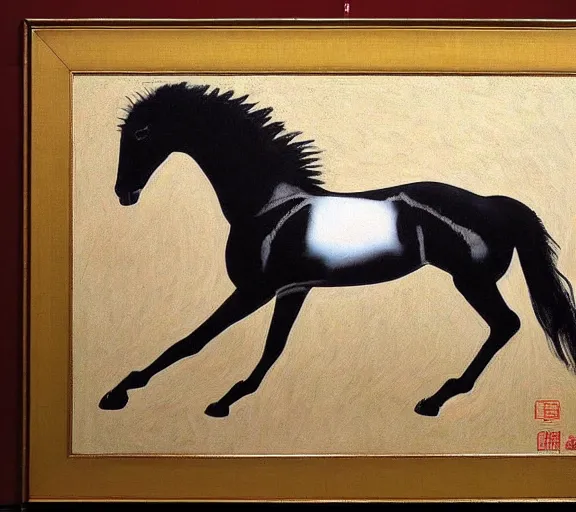 Prompt: a beautiful painting horse, by xu beihong andy warhol realistic oil painting