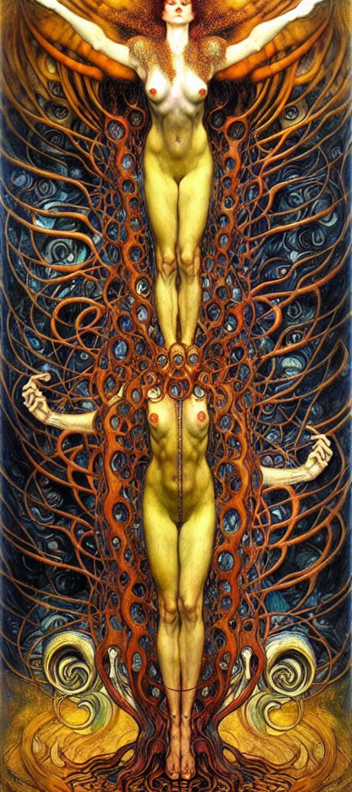 Image similar to Divine Chaos Engine by Karol Bak, Jean Delville, William Blake, Gustav Klimt, and Vincent Van Gogh, symbolist, visionary