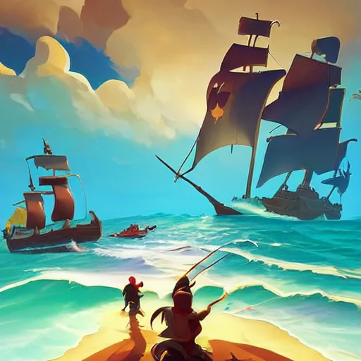 Image similar to painting treasure on sea of thieves game smooth median photoshop filter cutout vector, behance hd by jesper ejsing, by rhads, makoto shinkai and lois van baarle, ilya kuvshinov, rossdraws global illumination