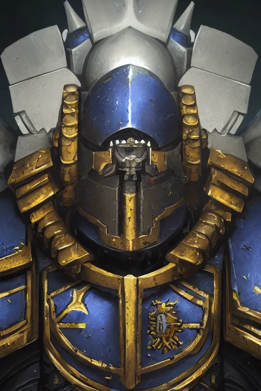 Image similar to armor portrait heros warhammer 4 0 k horus heresy fanart - the primarchs emperor by johannes helgeson animated with vfx concept artist & illustrator global illumination ray tracing hdr fanart arstation zbrush central hardmesh 8 k octane renderer comics stylized