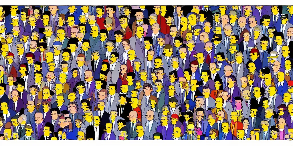 Prompt: the simpsons, autostereogram, magic eye, where's wally