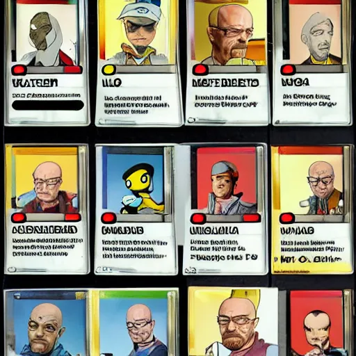 Prompt: walter white pokemon trading card