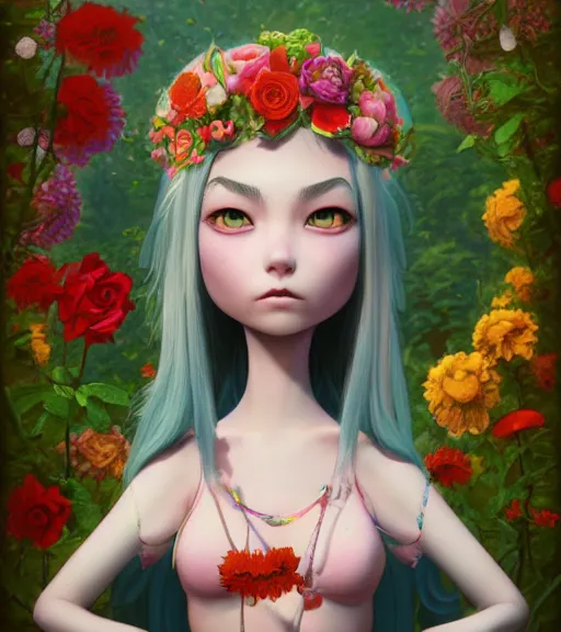 Prompt: an epic fantasy comic book style portrait painting of a very beautiful flowerpunk girl character design by mark ryden and pixar and hayao miyazaki, unreal 5, daz, hyperrealistic, octane render, cosplay, rpg portrait, dynamic lighting, intricate detail, summer vibrancy, cinematic