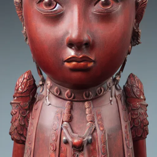 Image similar to museum angeline joile portrait statue monument made from chinese porcelain brush face hand painted with iron red dragons full - length very very detailed symmetrical well proportioned