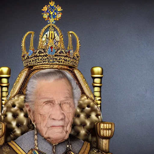 Prompt: portrait of an old king with a crown on the majestic throne, detailed face 8k, realistic, hyper-realistic, ultra-detailed, cinematic lighting, 4k, focused, cinematic