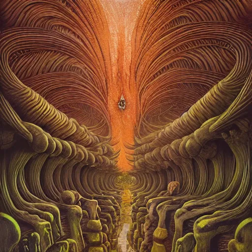 Prompt: SIRENS by jacek yerka, alex gray, zdzisław beksiński, dariusz zawadzki, jeffrey smith and h.r. giger, oil on canvas, 8k highly professionally detailed, trending on artstation