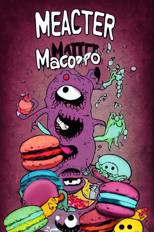 Prompt: macaron monster 1 9 8 0 horror movie poster