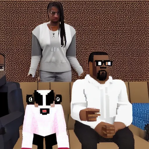 Image similar to get out ( 2 0 1 7 ) in minecraft, jordan peele