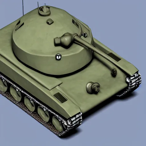 Image similar to Low polygpm render of a tank on a white background, isometric 3d, ultra HD