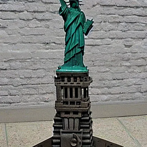 Prompt: a mechanical steampunk statue of liberty that is able to walk around