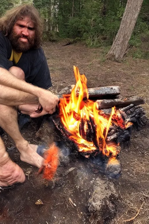 Image similar to caveman discovers fire for the first time