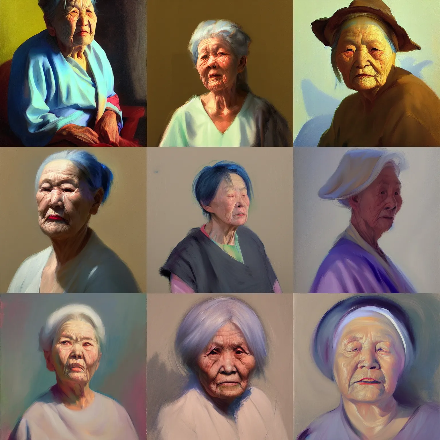 Prompt: yanjun cheng portrait of an old woman