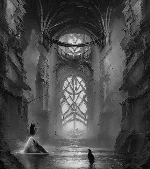 Prompt: beautiful subconscious black and white drawing, in the style of greg rutkowski, fantasy, amazing detail, epic, intricate, elegant, smooth, sharp focus