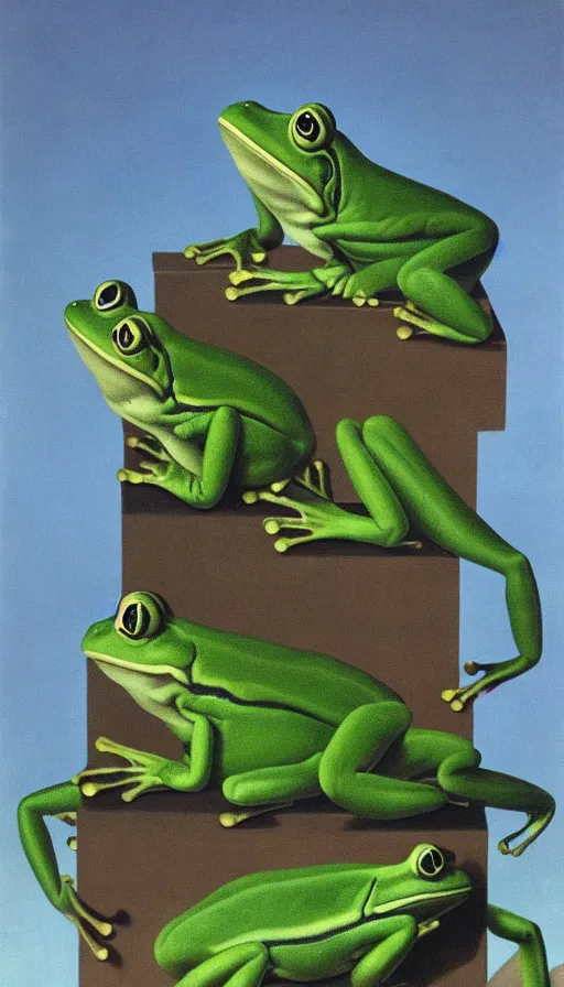 Prompt: frogs by René Magritte, detailed, 4k