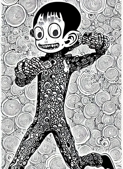 Prompt: junji ito style inkling from splatoon, splatoon, inkling, intricate, highly detailed, illustration, art by junji ito