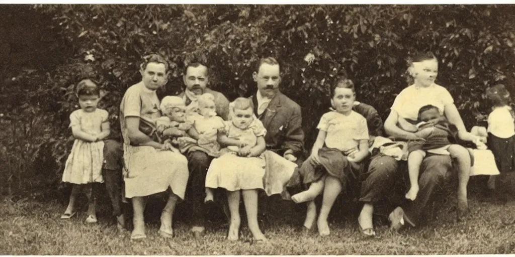 Prompt: vintage photo of a poor family