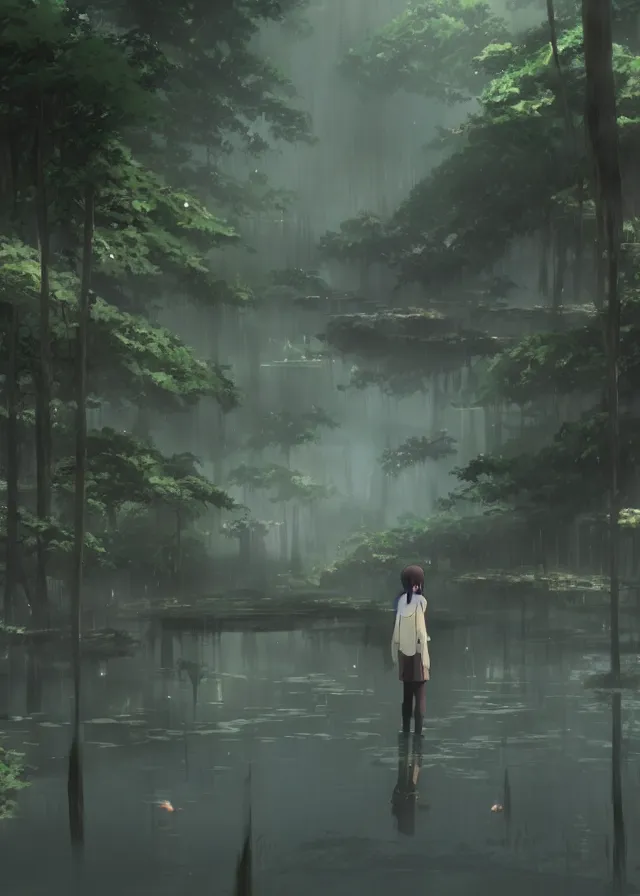 Image similar to dark swamp, makoto shinkai