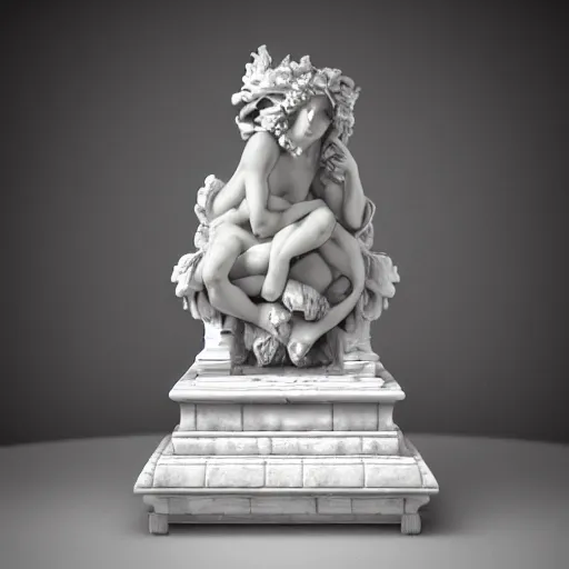 Image similar to baroque rococo vaporwave statue, trending on art station, 4k UHD, 8k, painting illustration, high detail, rendered in unreal engine, 3d render, god rays, volumetric lighting, award winning, photorealistic