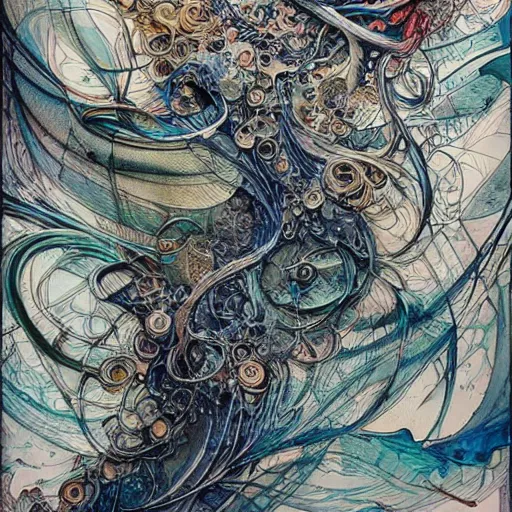 Prompt: pour painting art, watercolor, pen and ink, intricate lines, elegant, extreme detail, smooth, sharp focus, art by james jean, ross tran, peter morbacher