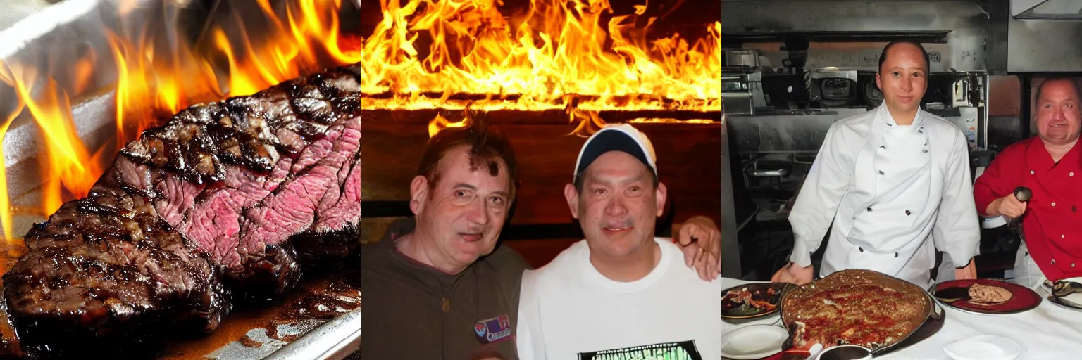Prompt: with burning at the steak