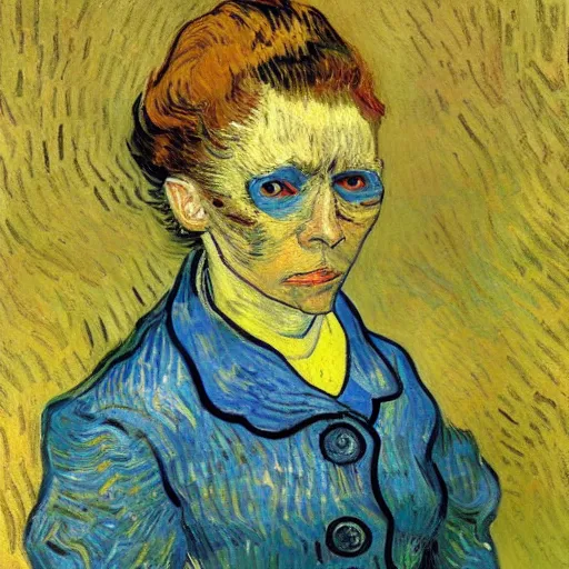 Image similar to a woman missing an eye painting by van gogh