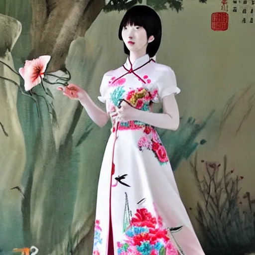 Image similar to a beautiful dress, chinese style, ghibli style - n