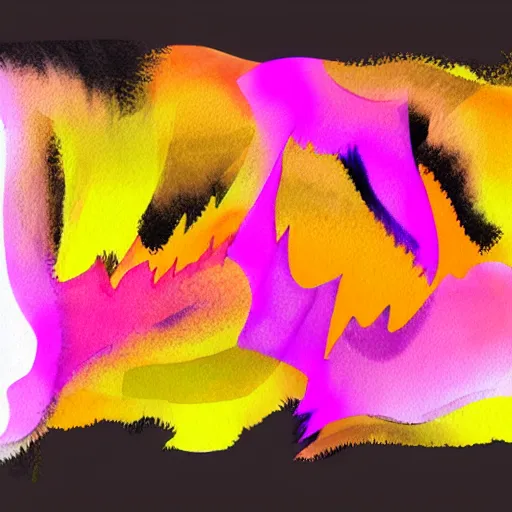 Image similar to vector flow field watercolor brushstrokes yellow black pink