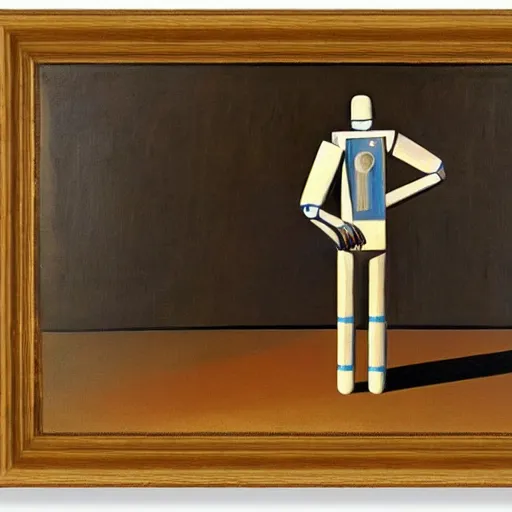 Image similar to lawrence of arabia robot, grant wood, pj crook, edward hopper, oil on canvas