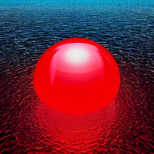 Image similar to A shiny bleeding red prism floating over a lake by Jeff Easley, rendered in octane.