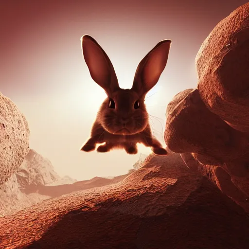 Prompt: bunny jump into a dimensional portal on mars, photorealistic, 4K