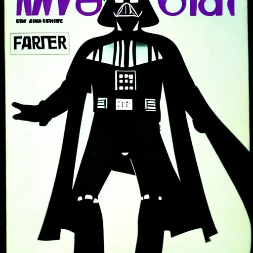 Image similar to Darth Vader 70's fashion magazine