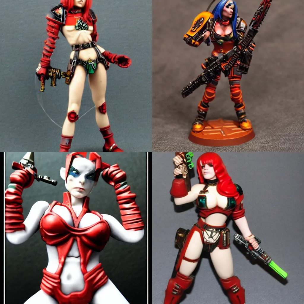 Prompt: warhammer 4 0 k, model miniature, leeloo dallas, aspiring champion, photo