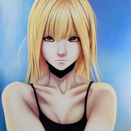 Image similar to portrait of a blond anime character ultra realistic painting